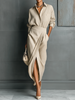 Iris Kingswood | Draped Cotton Blend Shirt And Skirt Set For Women