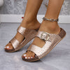 Miranda Ashfield | Croc-Embossed Buckle Sandals For Women