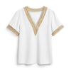 Camille Rousseau | Lace Trim V-Neck Blouse For Women | Harriet Blackwood | Lace-Trim V-Neck Blouse For Women
