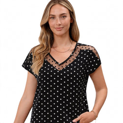 Freya Callahan | Polka Dot Mesh Blouse For Women
