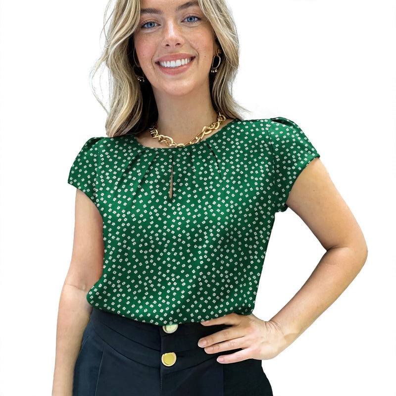 Ophelia Lockhart | Polka Dot Blouse With Keyhole Detail For Women