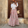 Women's Printed Maxi Skirt Elastic High Waist