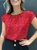 Ophelia Lockhart | Polka Dot Blouse With Keyhole Detail For Women