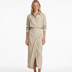 Iris Kingswood | Draped Cotton Blend Shirt And Skirt Set For Women