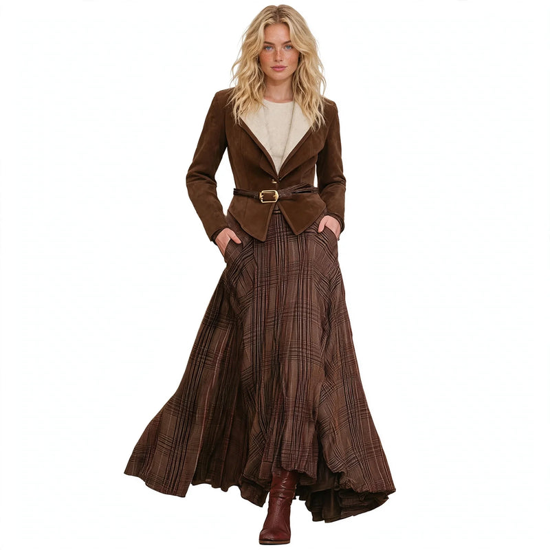 Rosalind Fairweather | Plaid Maxi Skirt With Pockets For Women