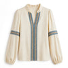 Imogen Sutherland | V-Neck Blouse With Embroidered Trim For Women