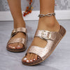Miranda Ashfield | Croc-Embossed Buckle Sandals For Women