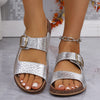 Miranda Ashfield | Croc-Embossed Buckle Sandals For Women