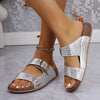 Miranda Ashfield | Croc-Embossed Buckle Sandals For Women
