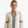 Imogen Sutherland | V-Neck Blouse With Embroidered Trim For Women