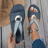 Amelia Cross | Crossover Strap Sandals With Gold Buckle For Women