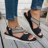 Amelia Cross | Crossover Strap Sandals With Gold Buckle For Women