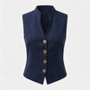 Rosalie Kendrick | Striped Henley Tank With Vintage Buttons For Women