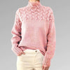 Women's Cable Knit Jumper with High Turtleneck