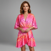 Women’s Animal Print Wrap Mini Dress with Flutter Sleeves and Ruffle Hem