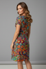 Women Knee-Length Dress with V Neck and Short Sleeves