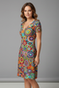 Women Knee-Length Dress with V Neck and Short Sleeves
