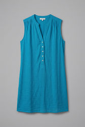 Women’s Beach Dress with V-Neck and Button Placket