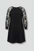 Women’s Dress with Round Neck and Lace Sleeves