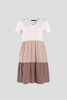 Women’s Dress with Round Neckline and Colour-Block Panels