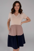 Women’s Dress with Round Neckline and Colour-Block Panels