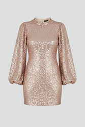 Women’s Mini Dress with Round Neckline and Long Sleeves