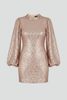 Women’s Mini Dress with Round Neckline and Long Sleeves