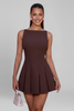 Women’s Mini Dress with Sleeveless Cut and Pleated Skirt