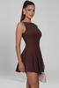 Women’s Mini Dress with Sleeveless Cut and Pleated Skirt