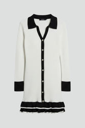 Women’s Ribbed Button Down Dress with Structured Collar