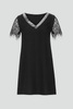 Women’s Short Dress with V Neckline and Lace Sleeves
