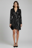Women’s Wrap Dress with Sequin Surface and Draped Design