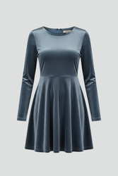 Women’s mini dress with round neckline and long sleeves