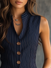 Rosalie Kendrick | Striped Henley Tank With Vintage Buttons For Women