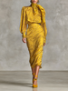 Nina Harlow | Vintage Polka Dot Satin Shirt & Skirt Set For Women