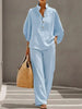 Ruby Fenton | Linen Batwing Sleeve Top and Wide-Leg Pants Set For Women