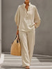 Ruby Fenton | Linen Batwing Sleeve Top and Wide-Leg Pants Set For Women