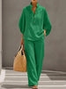 Ruby Fenton | Linen Batwing Sleeve Top and Wide-Leg Pants Set For Women