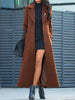 Women's Longline Single-Breasted Coat with Notch Collar