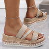 Imogen Calloway | Glitter Platform Sandals With Rhinestone Ankle Strap For Women