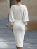 Women's Ribbed Cowl Neck Midi Dress Batwing Sleeves