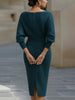 Women's Ribbed Cowl Neck Midi Dress Batwing Sleeves